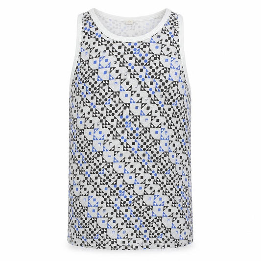 Front view of ASOS men’s grey argyle/diamond basic tank, size M