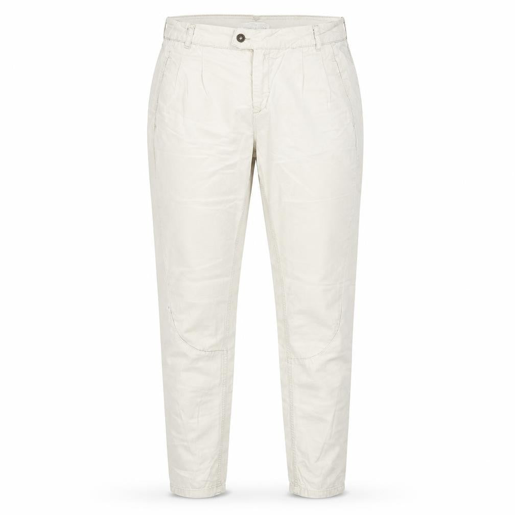 Front view of YAYA women’s beige trousers, size UK 12, 30-inch leg