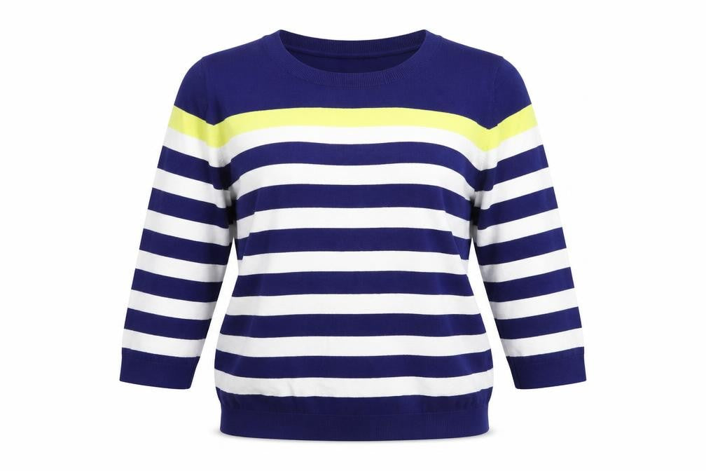 Front view of Wishbone women’s multicoloured striped knit jumper, size M