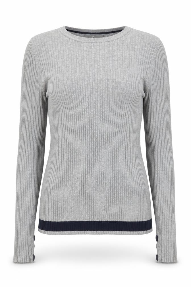 Front view of Next women’s grey knit jumper, size UK 12
