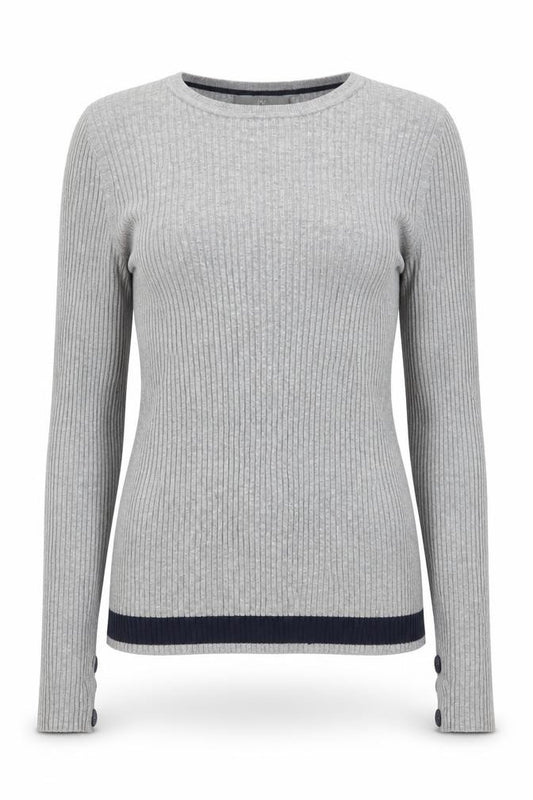 Front view of Next women’s grey knit jumper, size UK 12