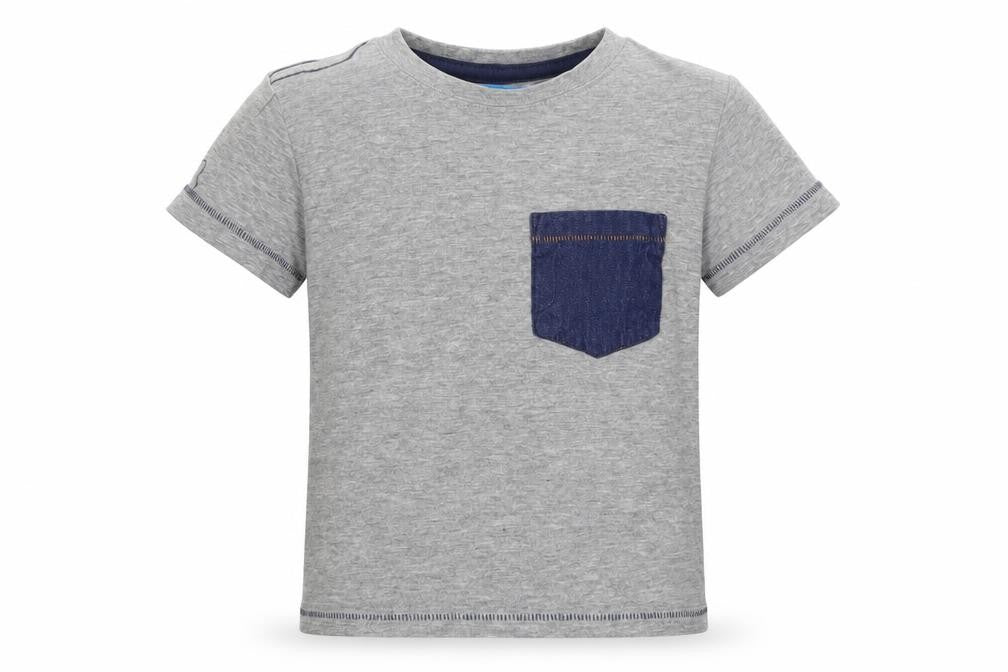 Front view of Avenue boys’ grey basic t-shirt, size 5-6, years