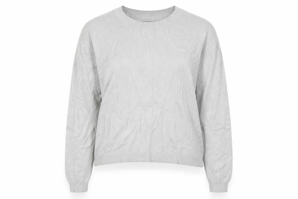 Front view of Primark women’s silver knit jumper, size UK 14