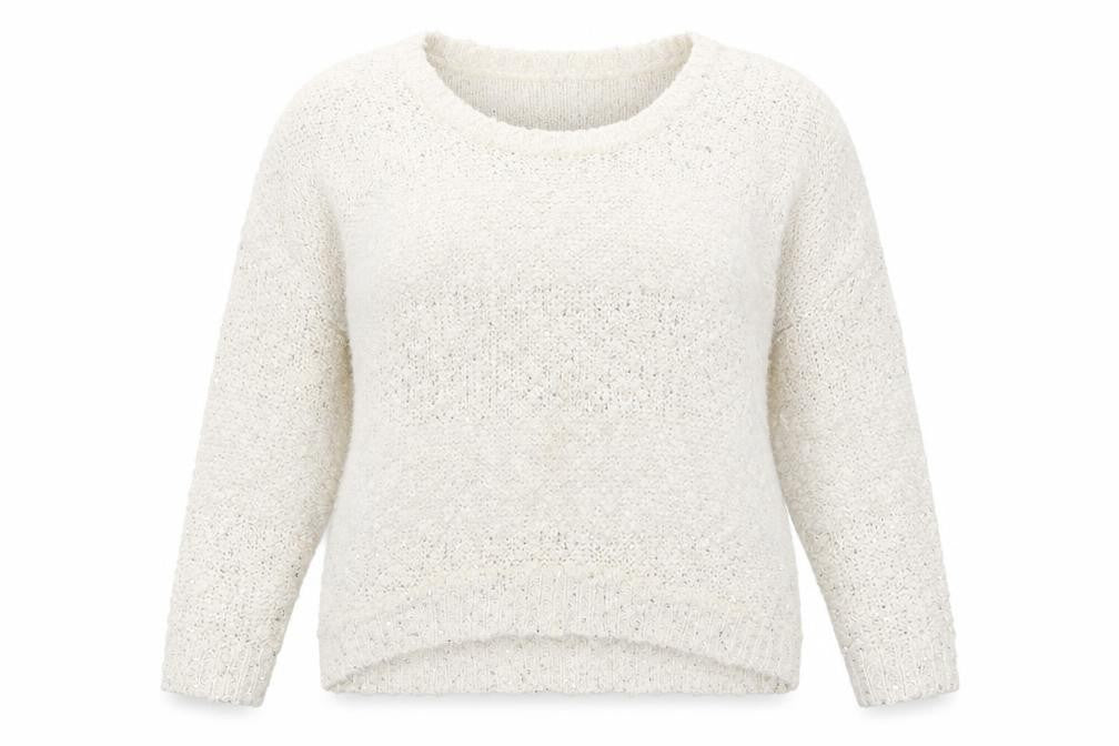 Front view of Tu women’s white knit jumper, size UK 12
