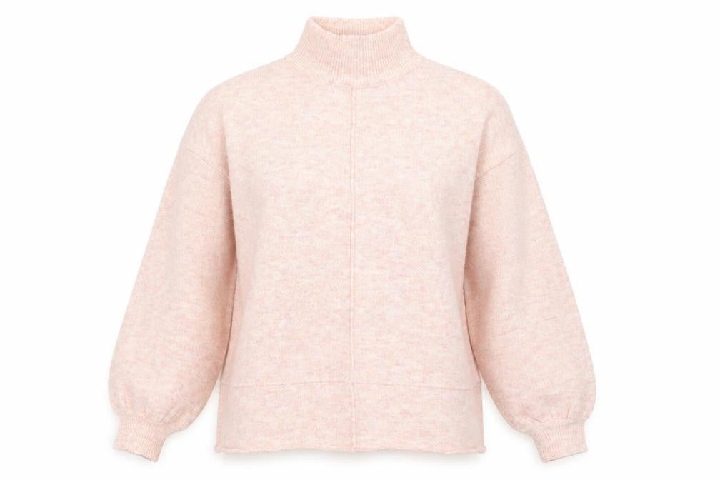 Front view of Miss Selfridge women’s pink knit jumper, size UK 10