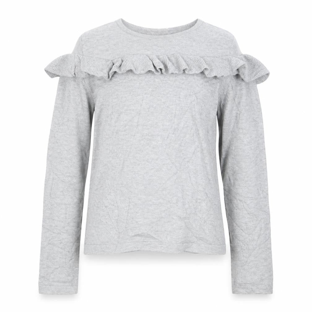 Front view of Miss E-vie girls’ grey jumper, size 11-12, years