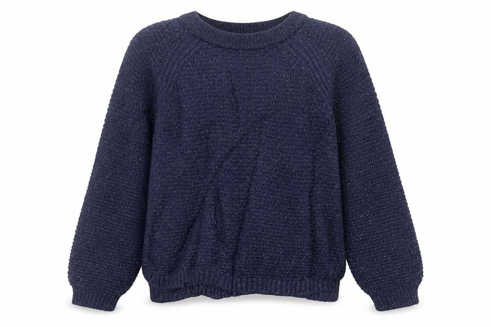 Front view of Gap girls’ blue knit jumper, size 10-11, years