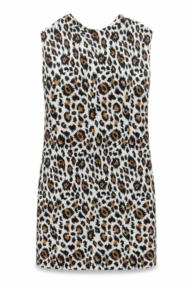 Front view of Topshop women’s black animal print basic t-shirt, size UK 8