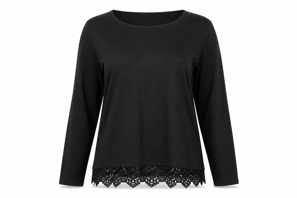 Front view of Zanzea women’s black basic t-shirt, size L