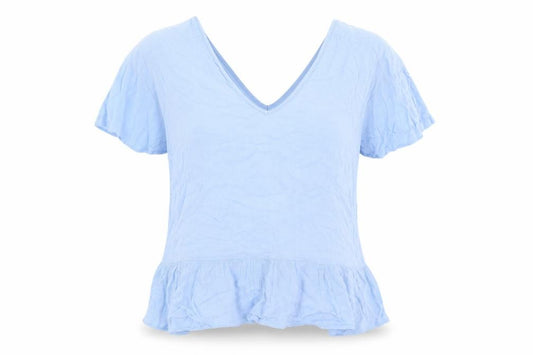 Front view of ASOS women’s blue basic blouse, size UK 10