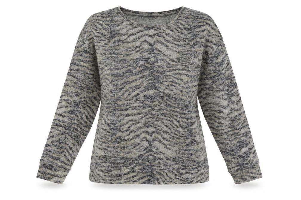 Front view of Papaya women’s brown animal print knit jumper, size UK 10