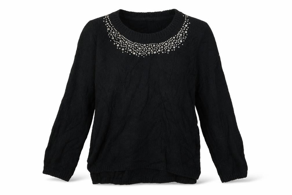 Front view of Atmosphere women’s black knit jumper, size UK 6