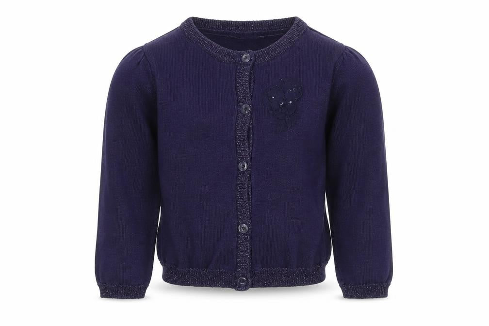 Front view of Marylebone boys’ blue knit cape jumper, size 3-4, years