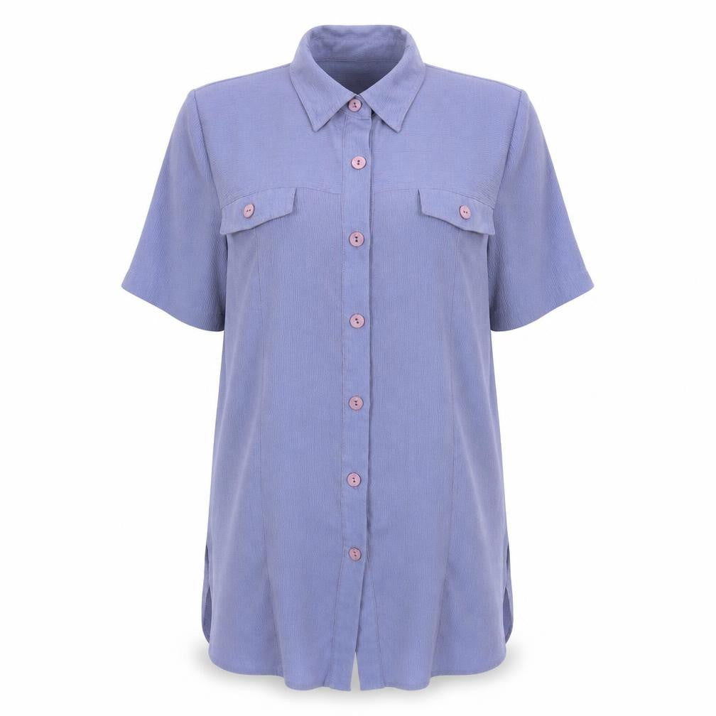Front view of Award women’s blue basic button-up, size UK 12