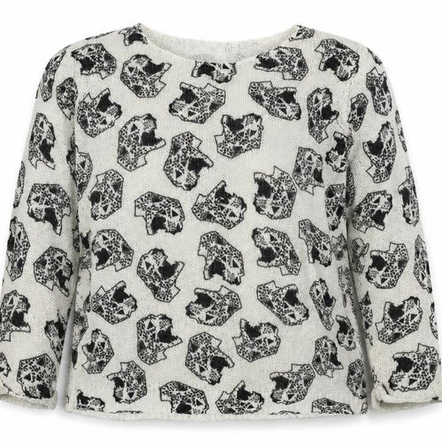 Divided by H&M Womens Ivory Geometric Knit Pullover Jumper Size L  - Cheetah print