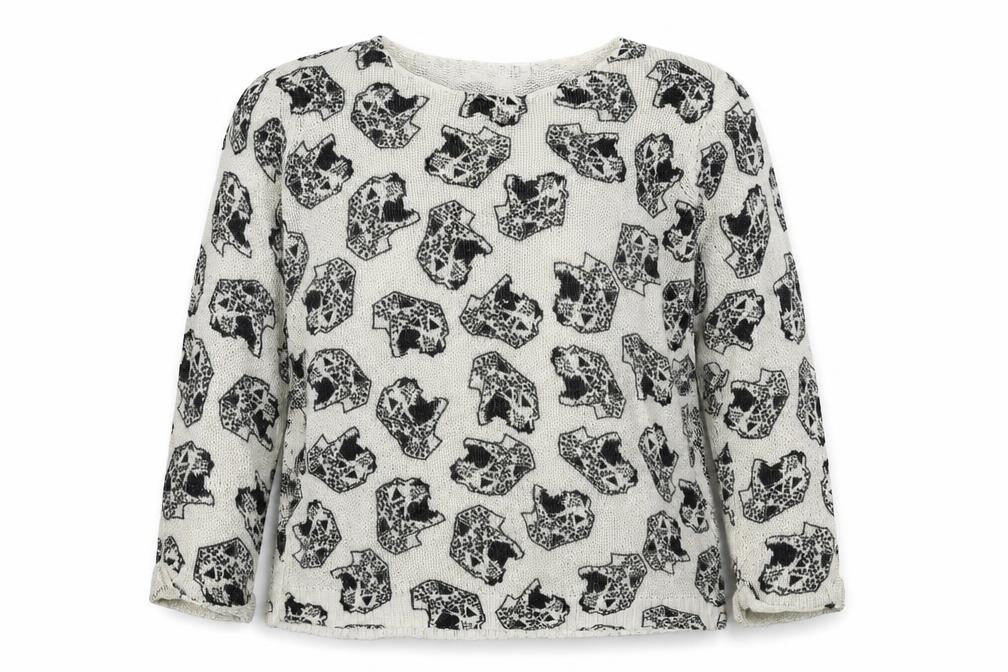 Divided by H&M Womens Ivory Geometric Knit Pullover Jumper Size L  - Cheetah print