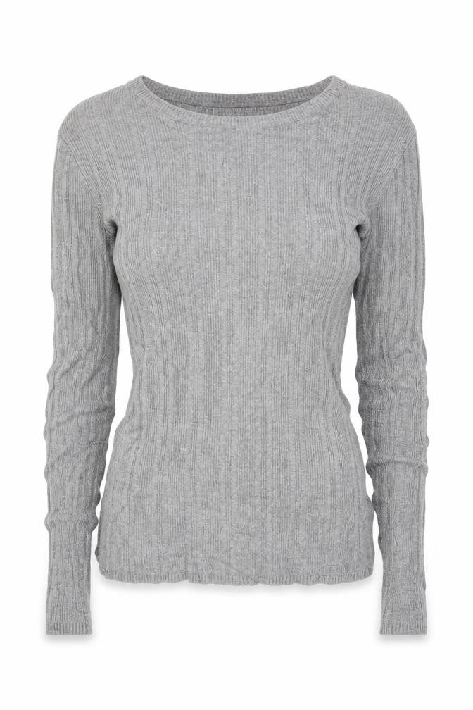 Front view of Primark women’s grey knit jumper, size UK 10