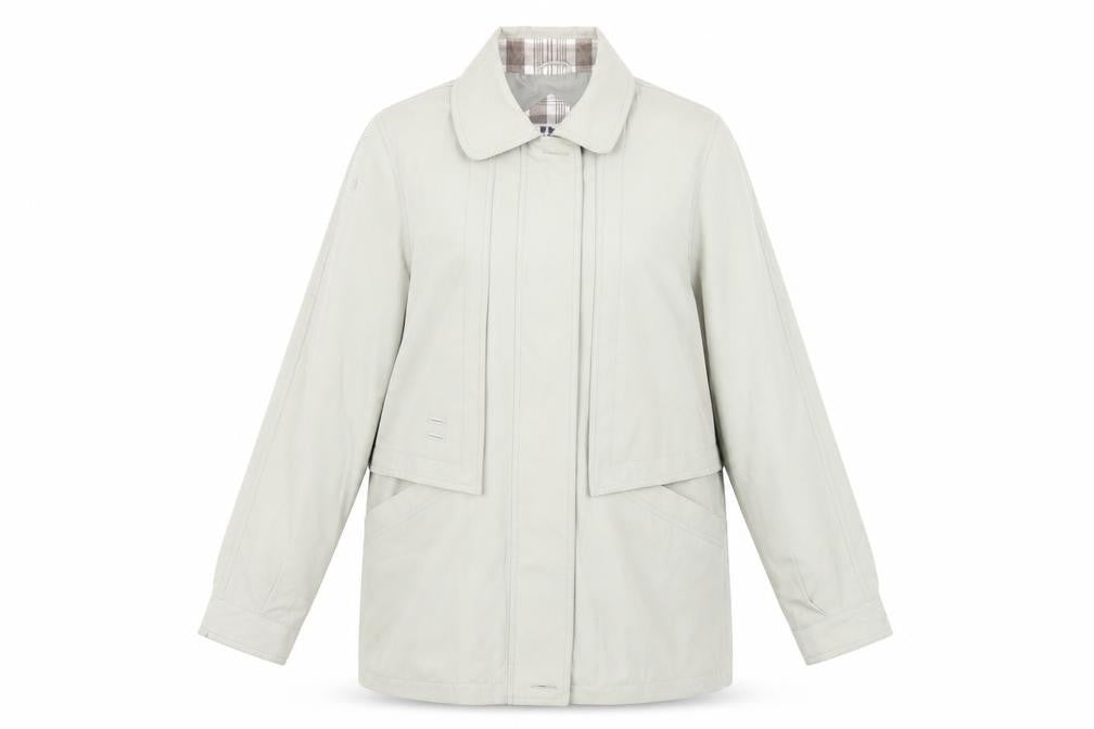 Front view of Rossetti women’s green rain coat coat, size UK 12
