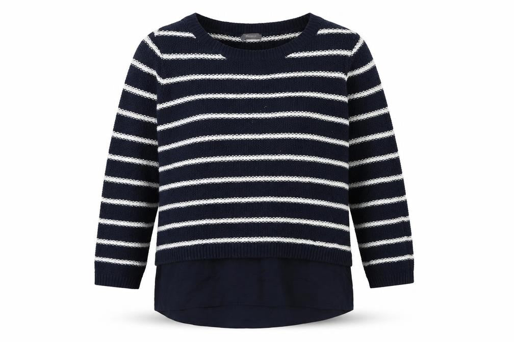 Front view of Yessica women’s blue striped knit jumper, size M