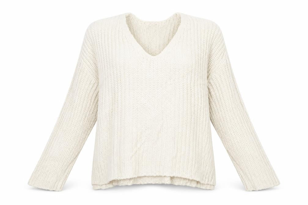 Front view of H&M women’s beige knit jumper, size S