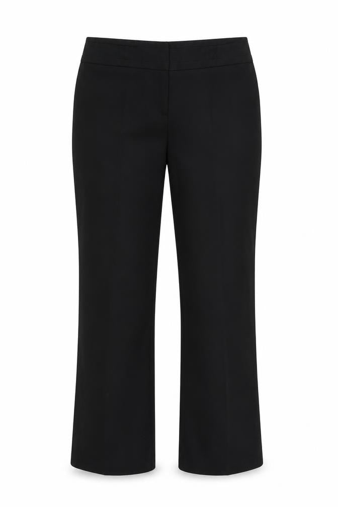 Front view of BHS women’s black trousers, size UK 12, 30-inch leg
