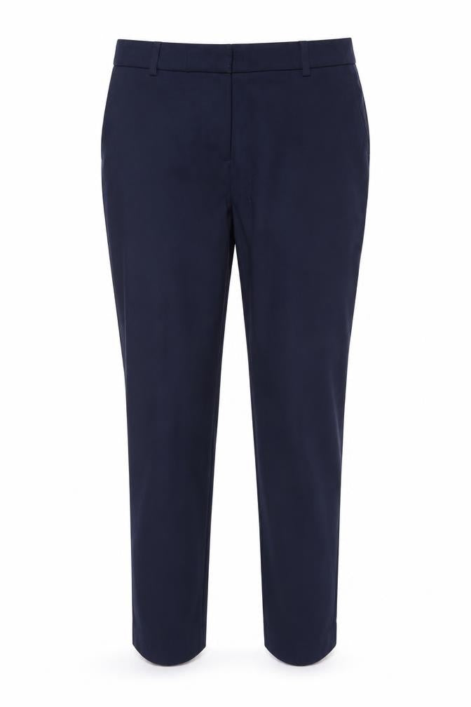 Front view of Marks & Spencer women’s blue trousers, size UK 10, 26-inch leg