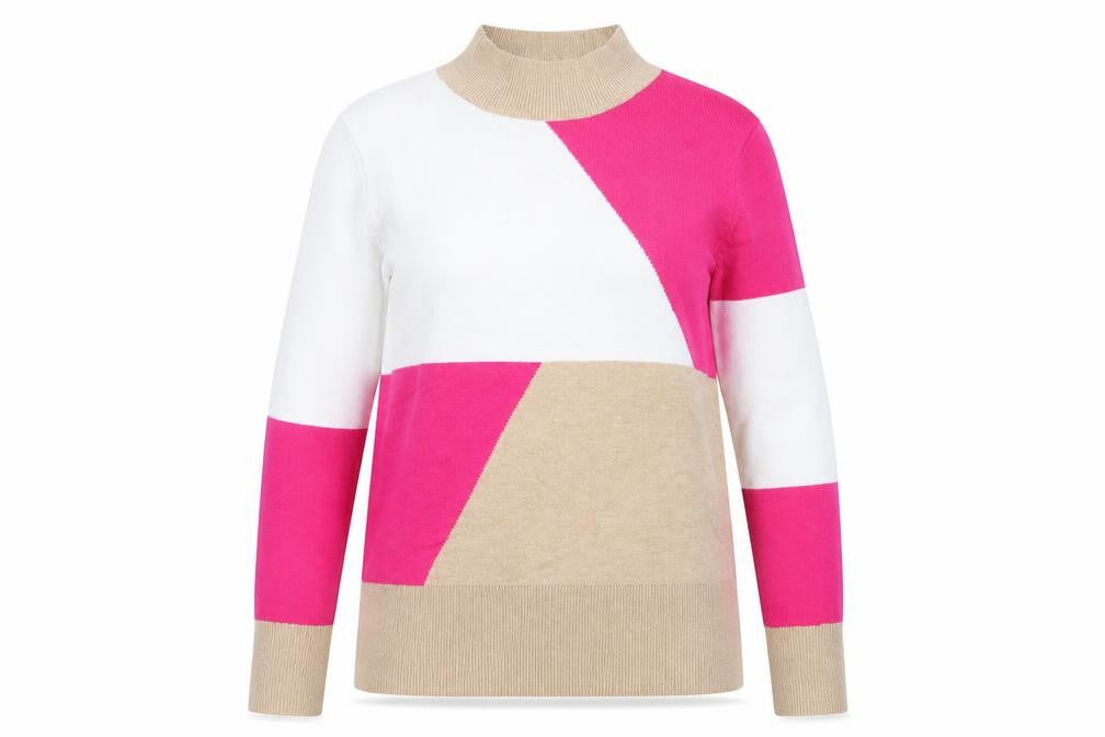 Front view of Marks & Spencer women’s multicoloured jumper, size UK 10