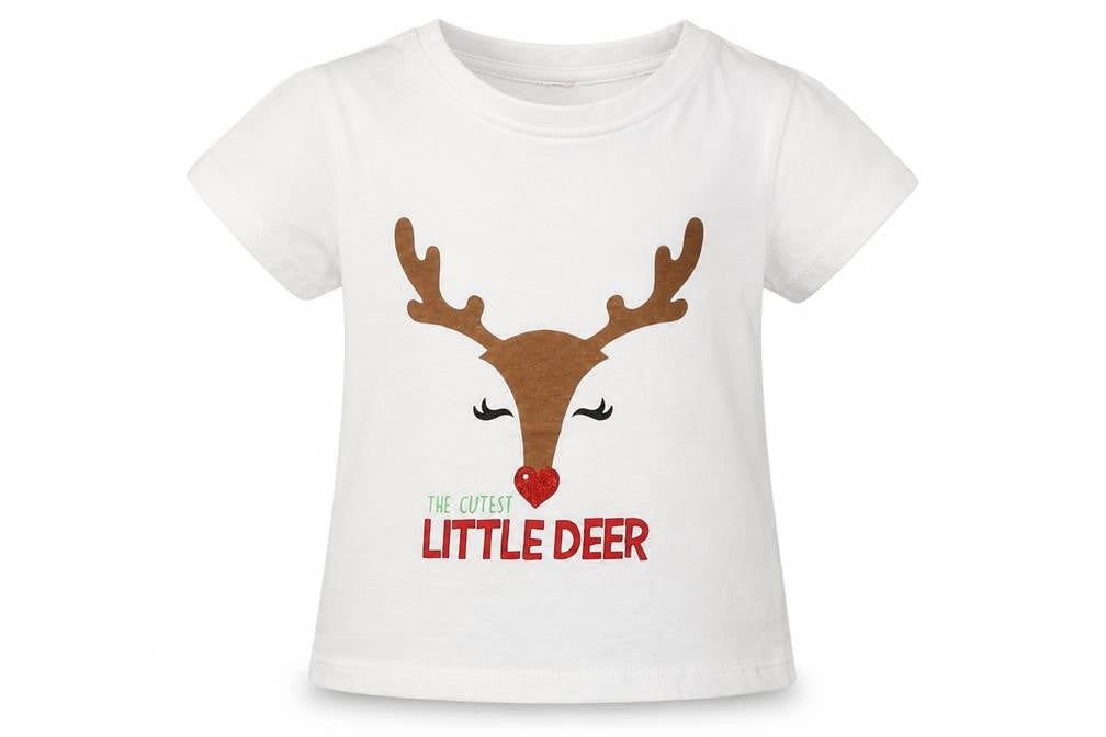 Front view of Matalan girls’ white animal print basic t-shirt, size 12-18, months