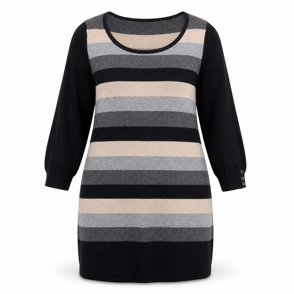 Front view of Marks & Spencer women’s multicoloured striped fit & flare, size UK 16