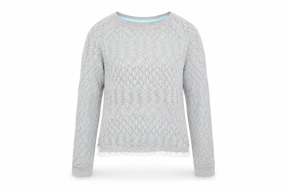 Front view of H&M girls’ grey jumper, size 14, years