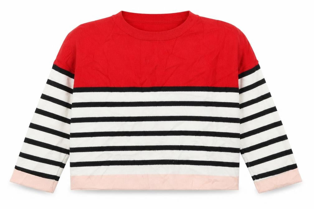 Front view of New Look women’s multicoloured striped knit jumper, size L