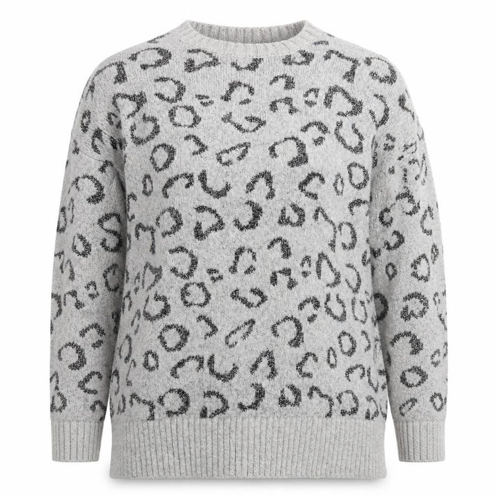 Mango Womens Grey Animal Print Knit Pullover Jumper Size S