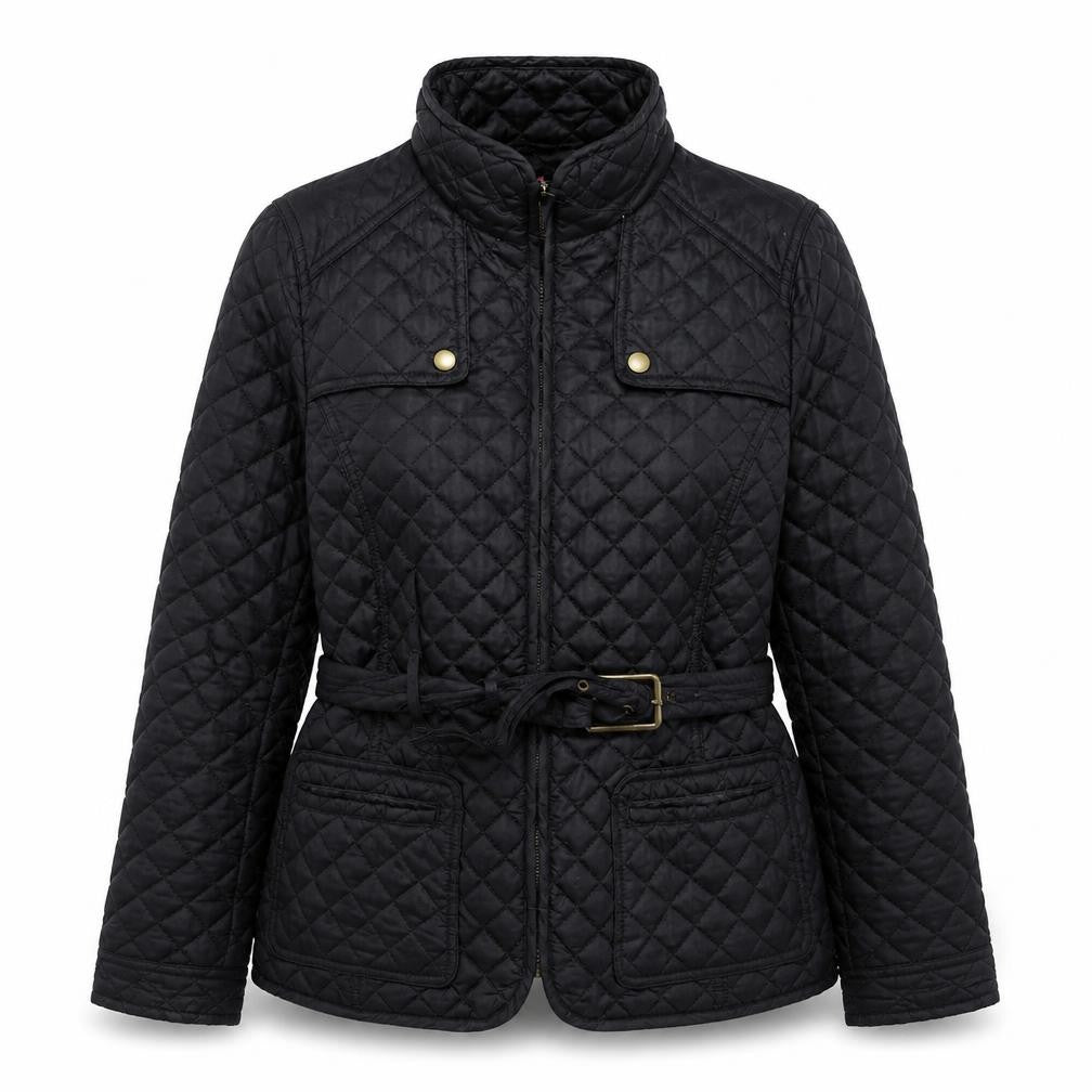 Front view of TG women’s black jacket, size UK 12