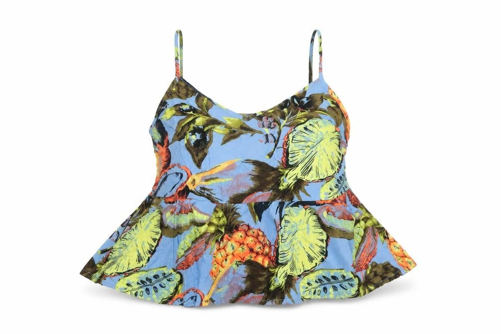 Front view of Topshop women’s multicoloured basic tank, size UK 6