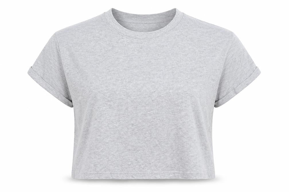 Front view of Missguided women’s grey basic t-shirt, size UK 12