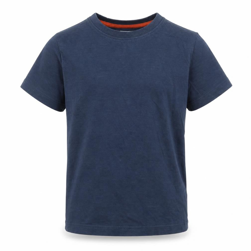 Front view of M&Co boys’ blue basic t-shirt, size 7-8, years