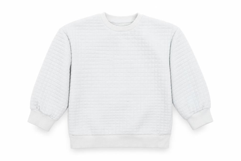 Front view of Matalan boys’ grey check pullover sweatshirt, size 2-3, years