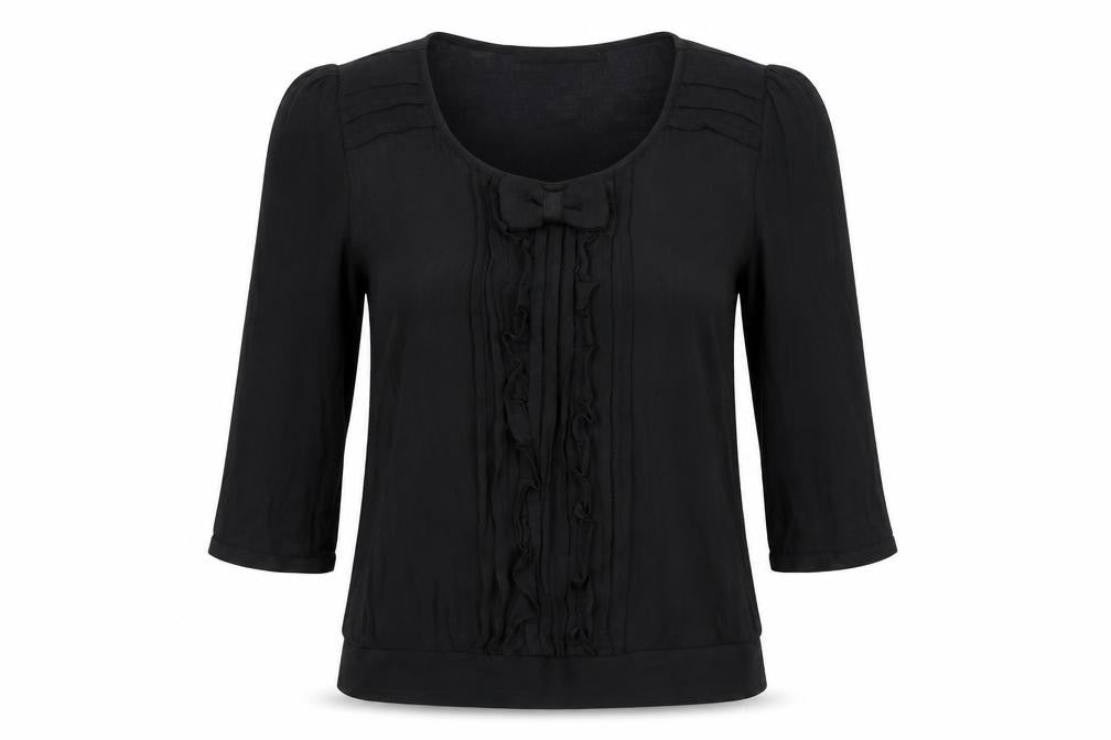 Front view of Next women’s black basic blouse, size UK 6