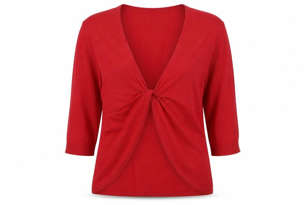 Front view of Country Casuals women’s red knit jumper, size L