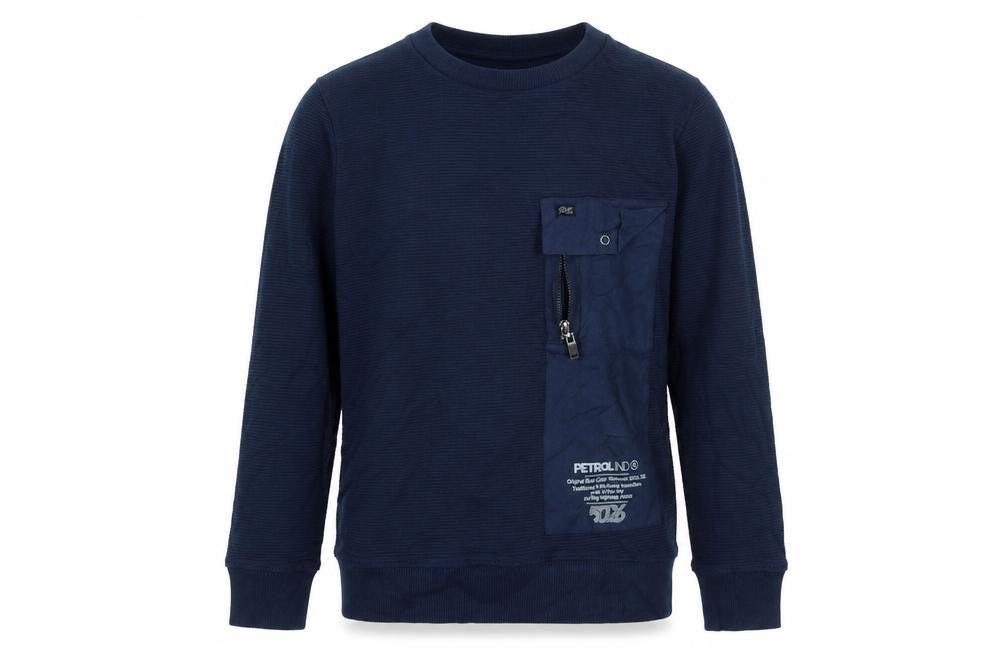 Front view of Petrol Industries boys’ blue pullover sweatshirt, size 10, years