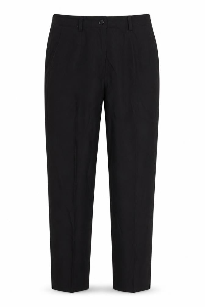 Front view of Preworn women’s black trousers, size UK 10, 29-inch leg