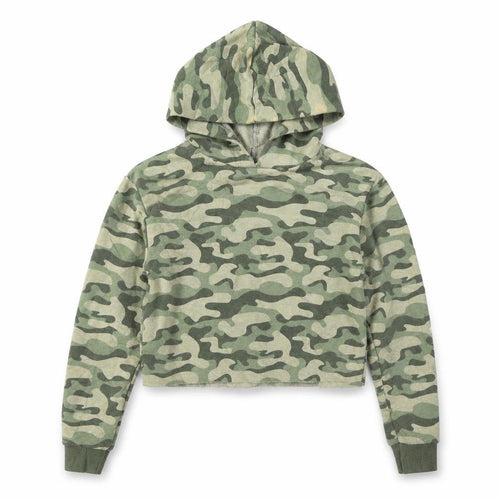 Matalan Girls Green Camouflage  Pullover Hoodie Size 10 Years  - Cropped