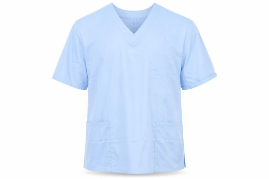 Front view of Alexander men’s blue t-shirt, size XL, - nurse