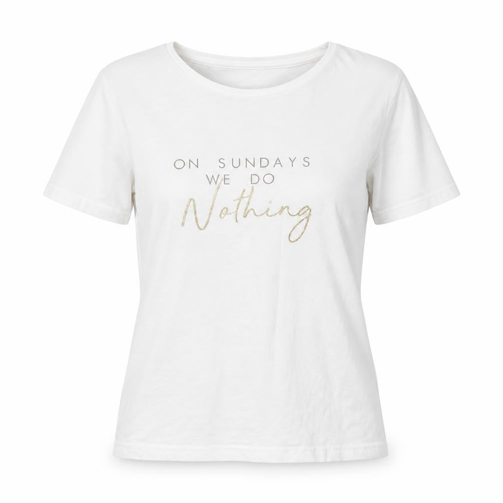Front view of F&F women’s white top pyjama top, size S