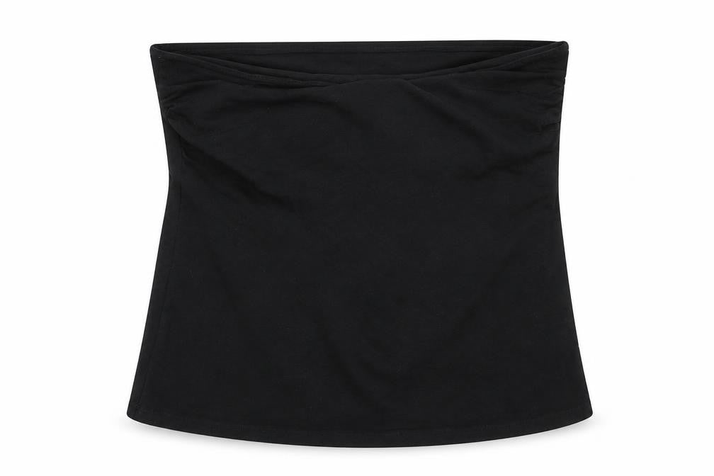 Front view of Nutmeg women’s black wrap t-shirt, size UK 18