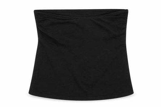 Front view of Nutmeg women’s black wrap t-shirt, size UK 18