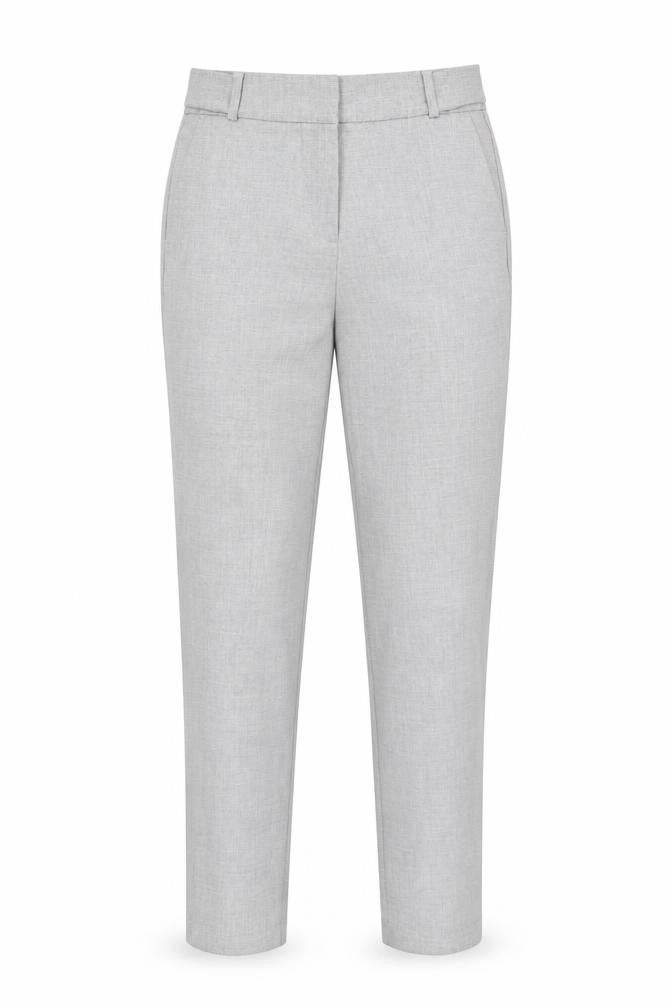Front view of Next women’s grey trousers, size UK 8, 29-inch leg