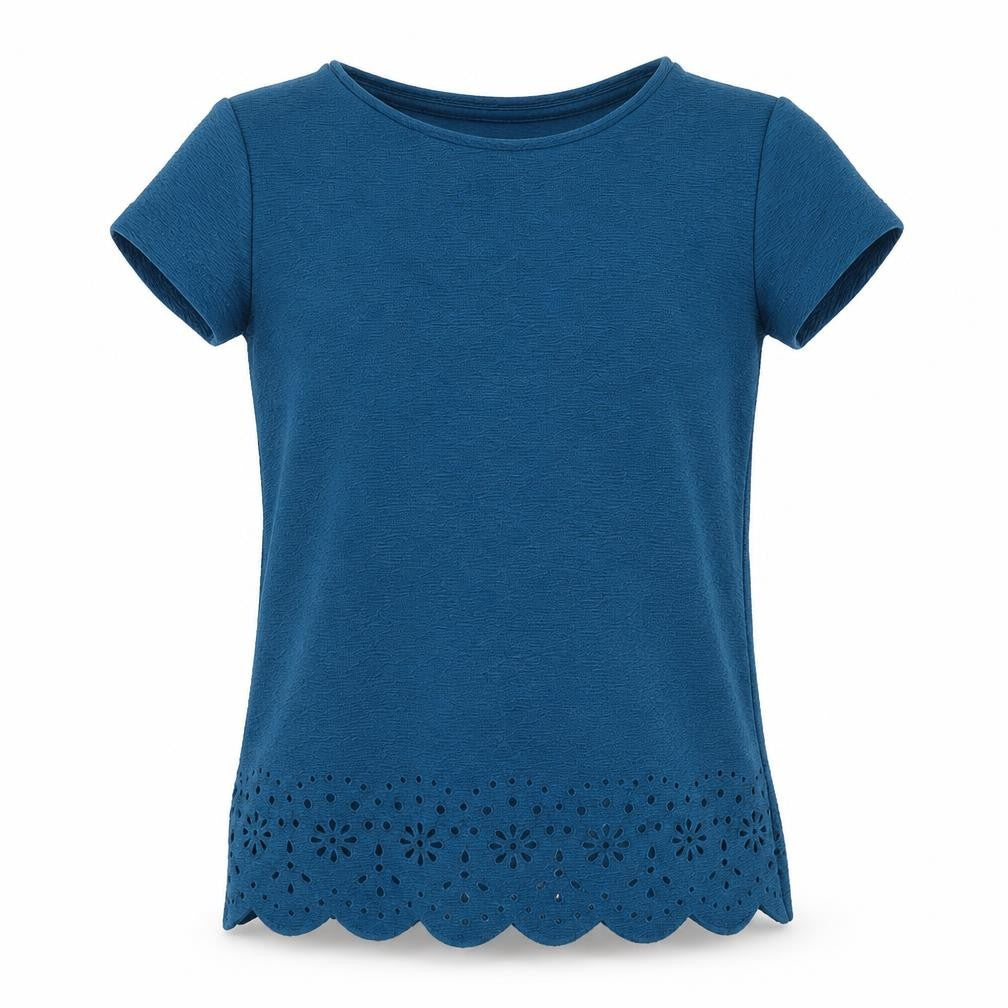 Front view of F&F girls’ green basic t-shirt, size 8-9, years