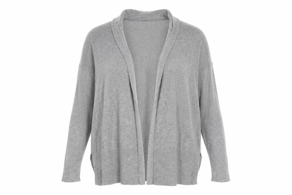 Front view of Nutmeg women’s grey cardigan jumper, size UK 14