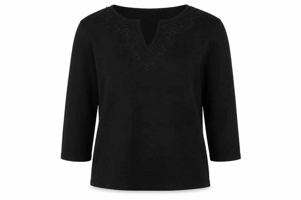 Front view of IMAGES women’s black jumper, size L